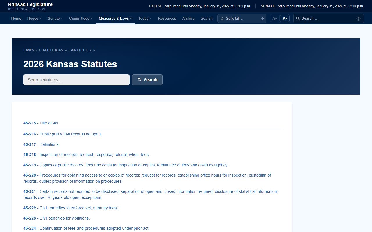 Trego County Clerk of the District Court records and Kansas Open Records Act source