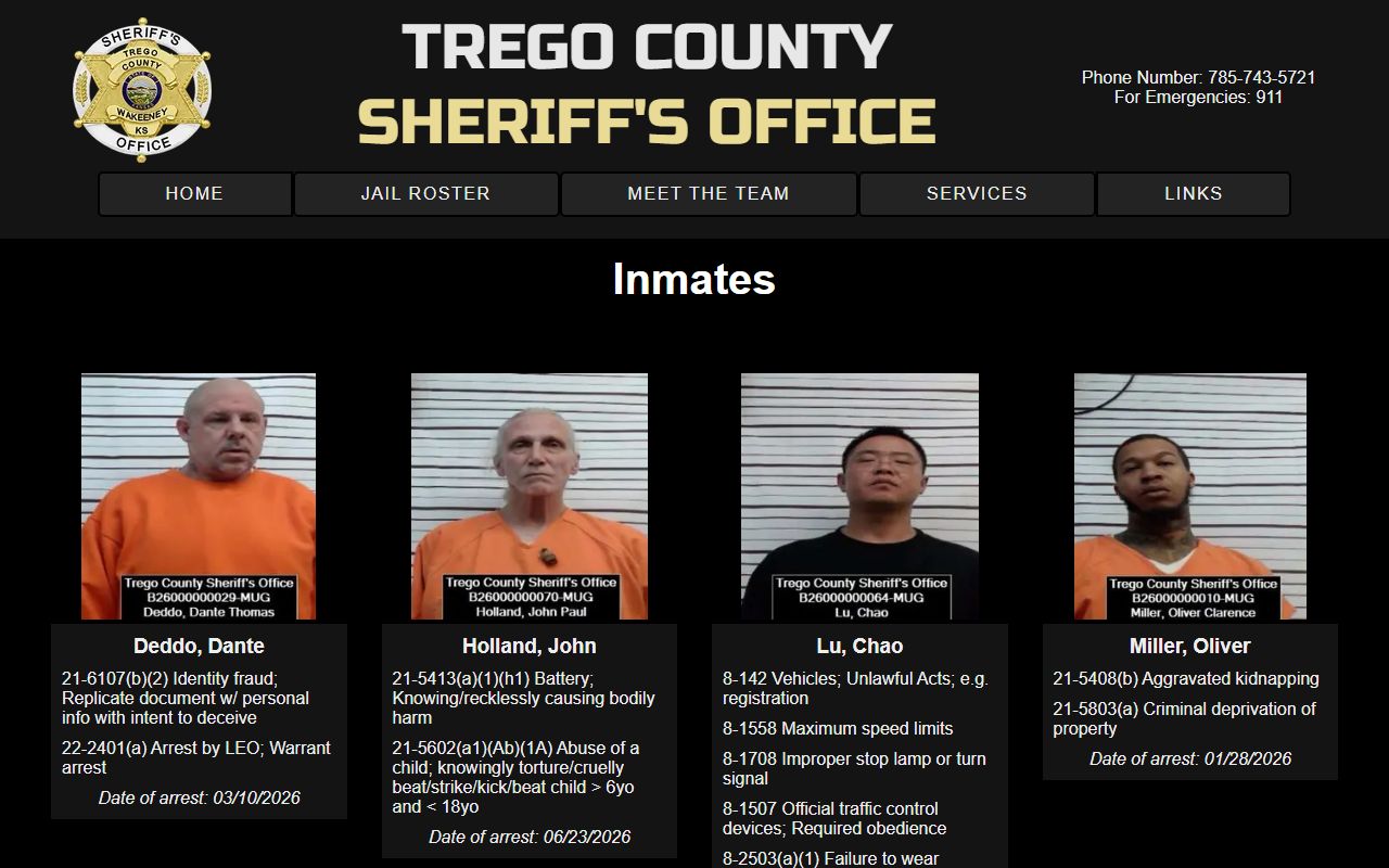 Trego County arrest records jail roster source