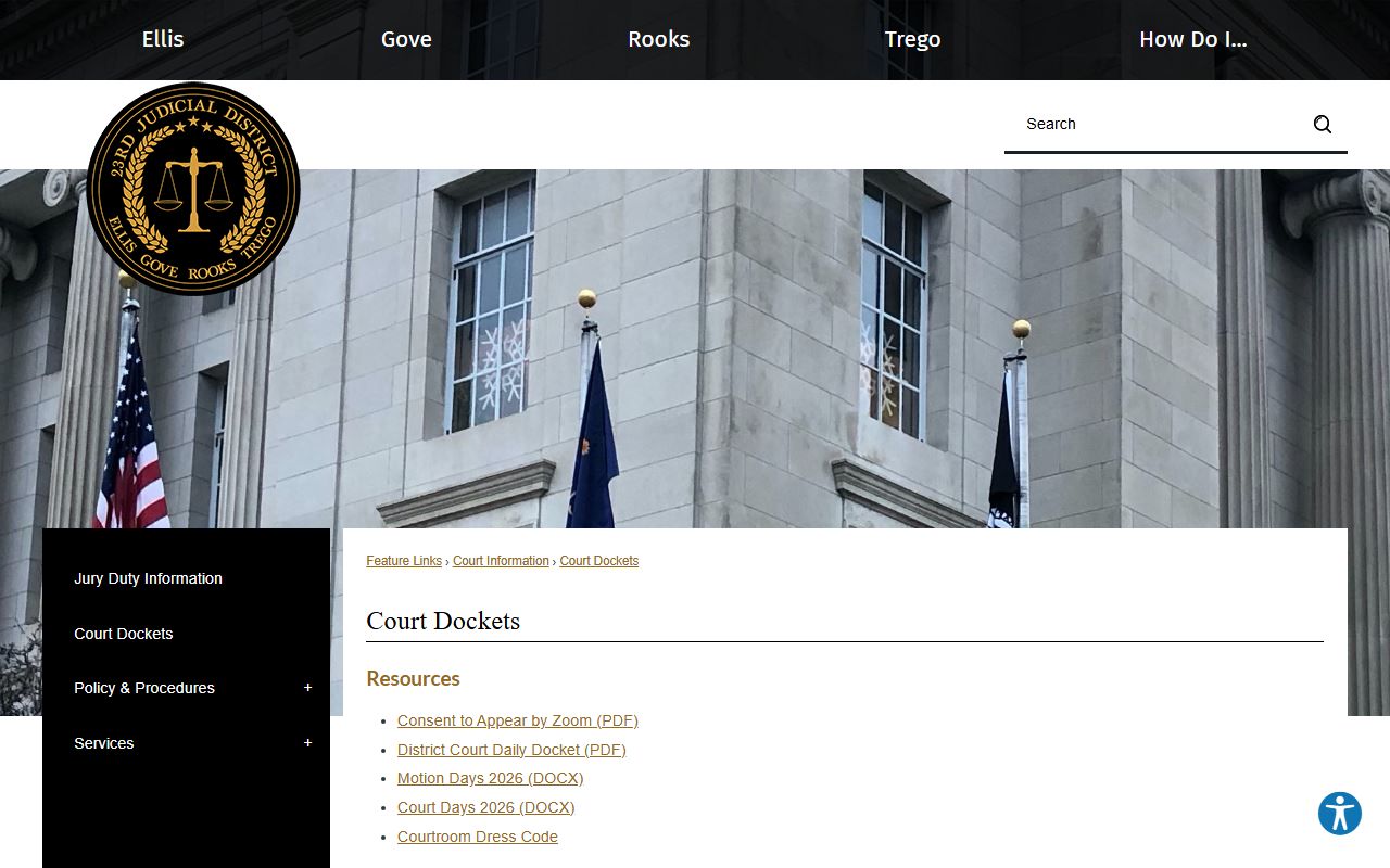 Trego County court dockets 23rd Judicial District resources