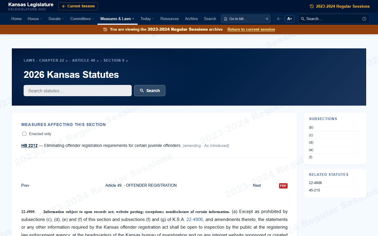 Trego County criminal court records offender registration statute