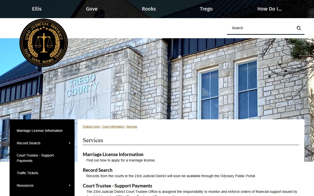 Trego County District Court records and 23rd Judicial District services