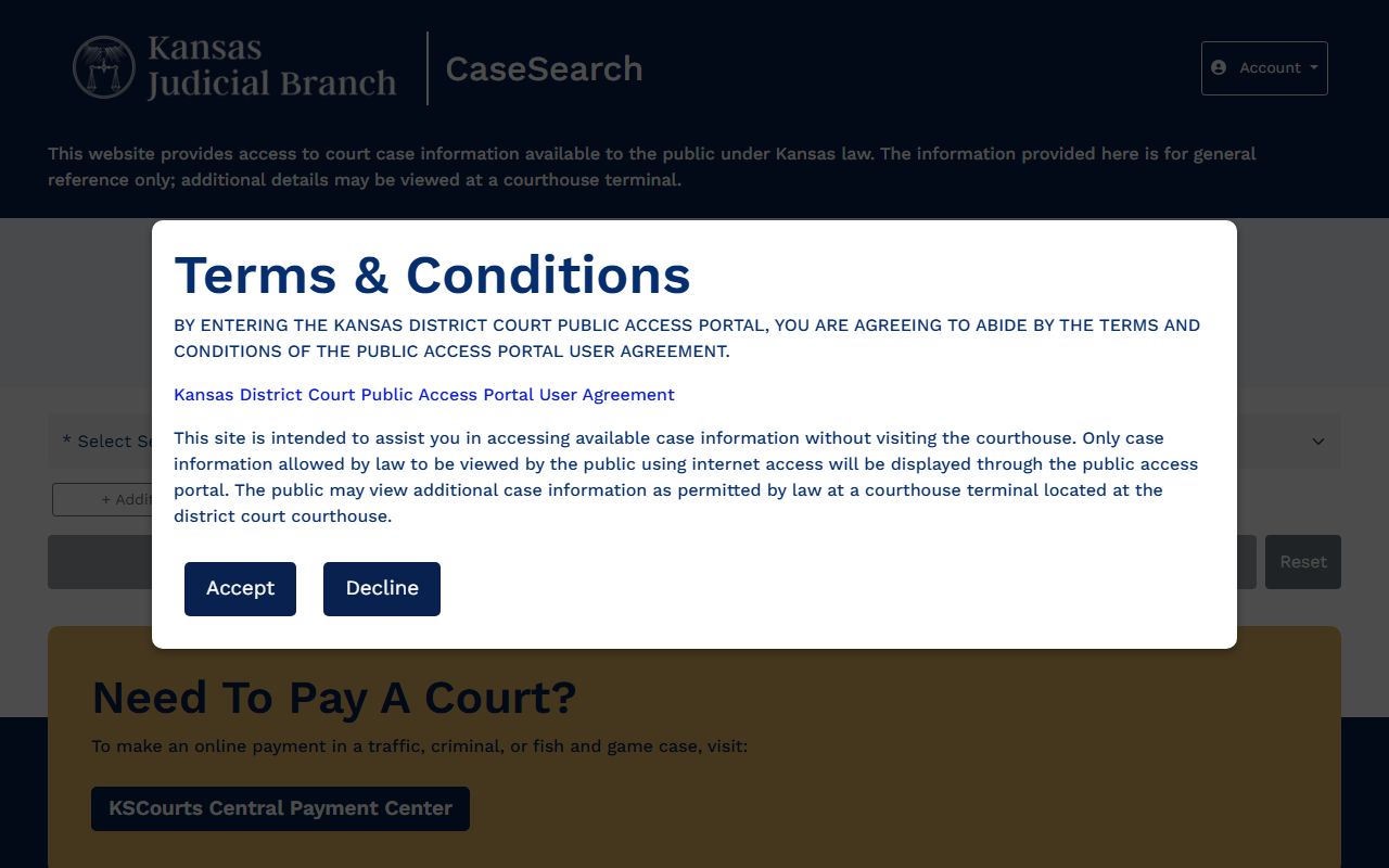 Trego County court records Kansas CaseSearch portal