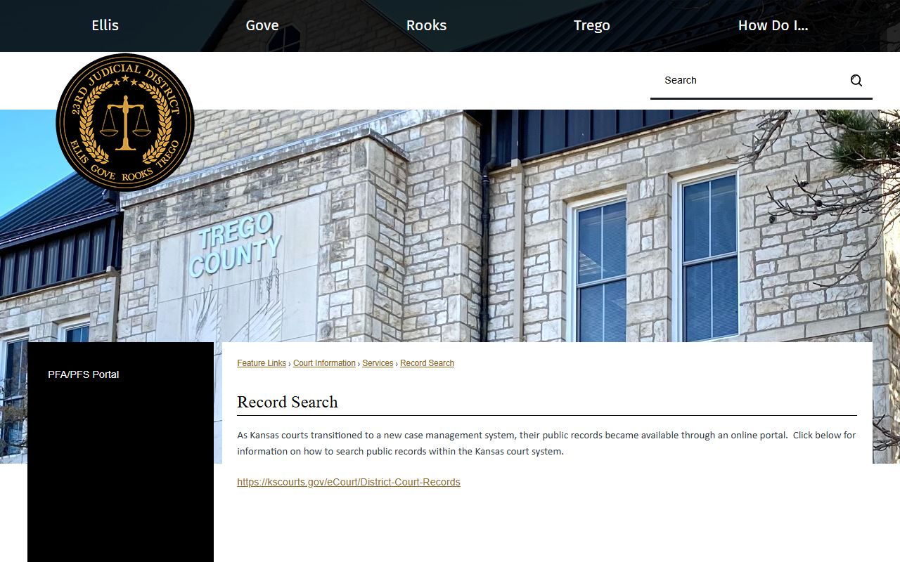 Trego County court records district court case categories