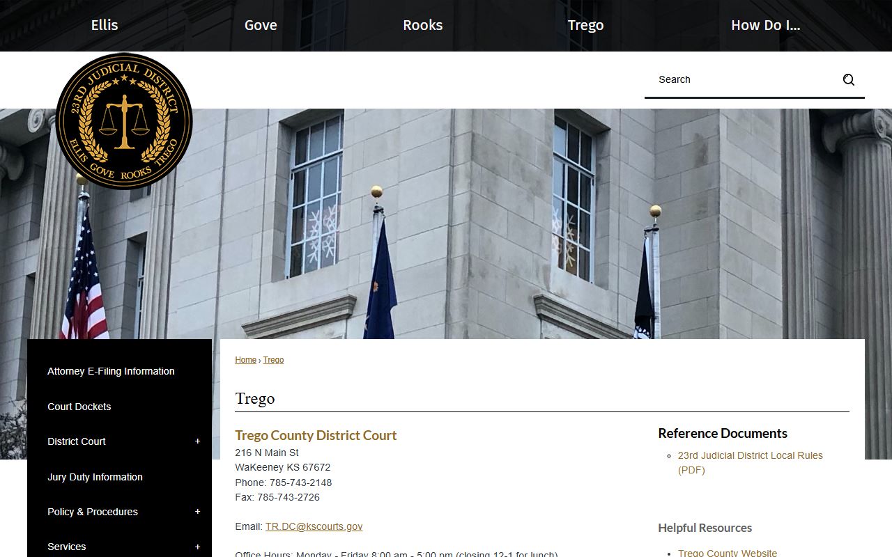 Trego County court records district court page