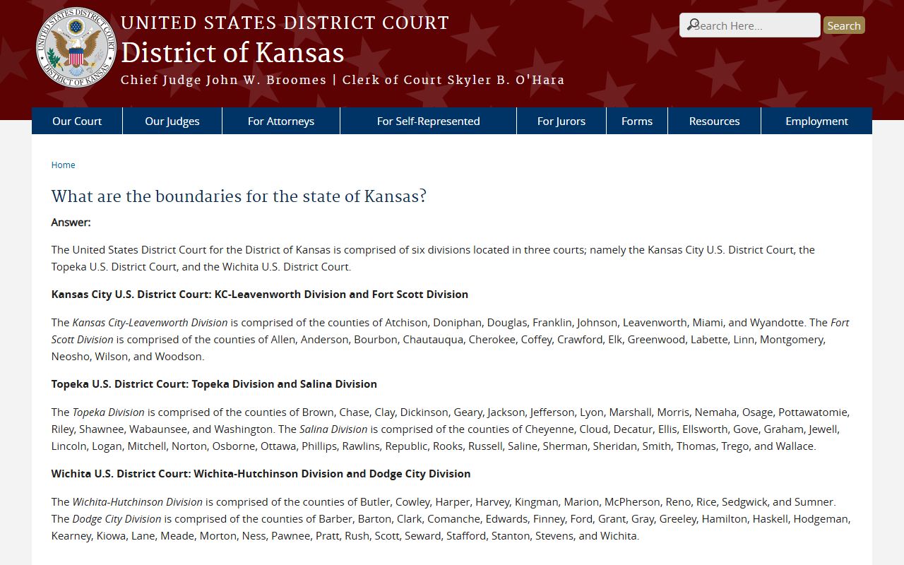 Trego County marriage and divorce records compared with District of Kansas boundaries