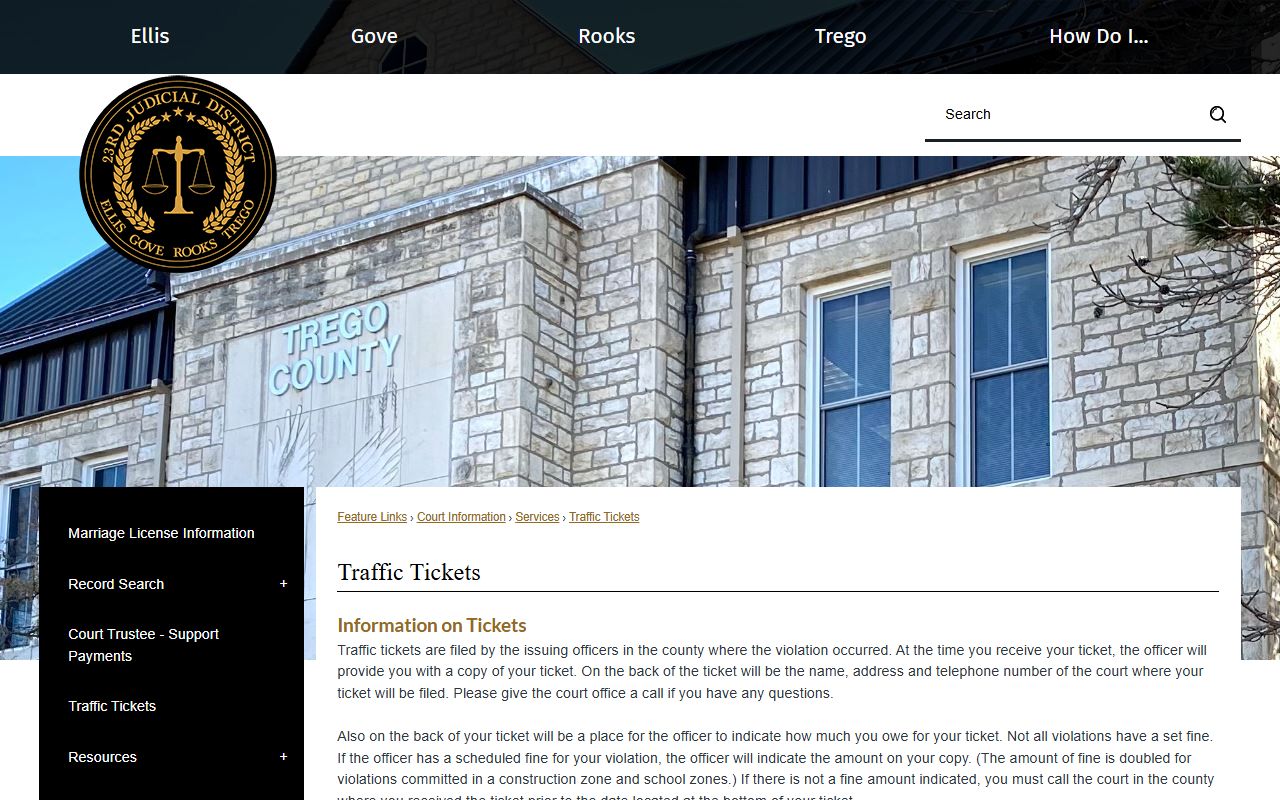 Trego County traffic court records 23rd Judicial District traffic tickets source